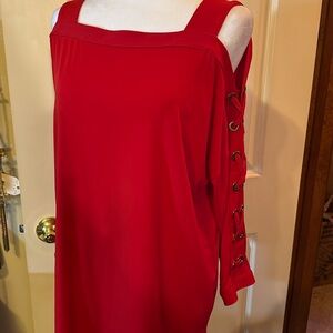 Open shoulder criss cross long sleeve gold accents BRAND NEW